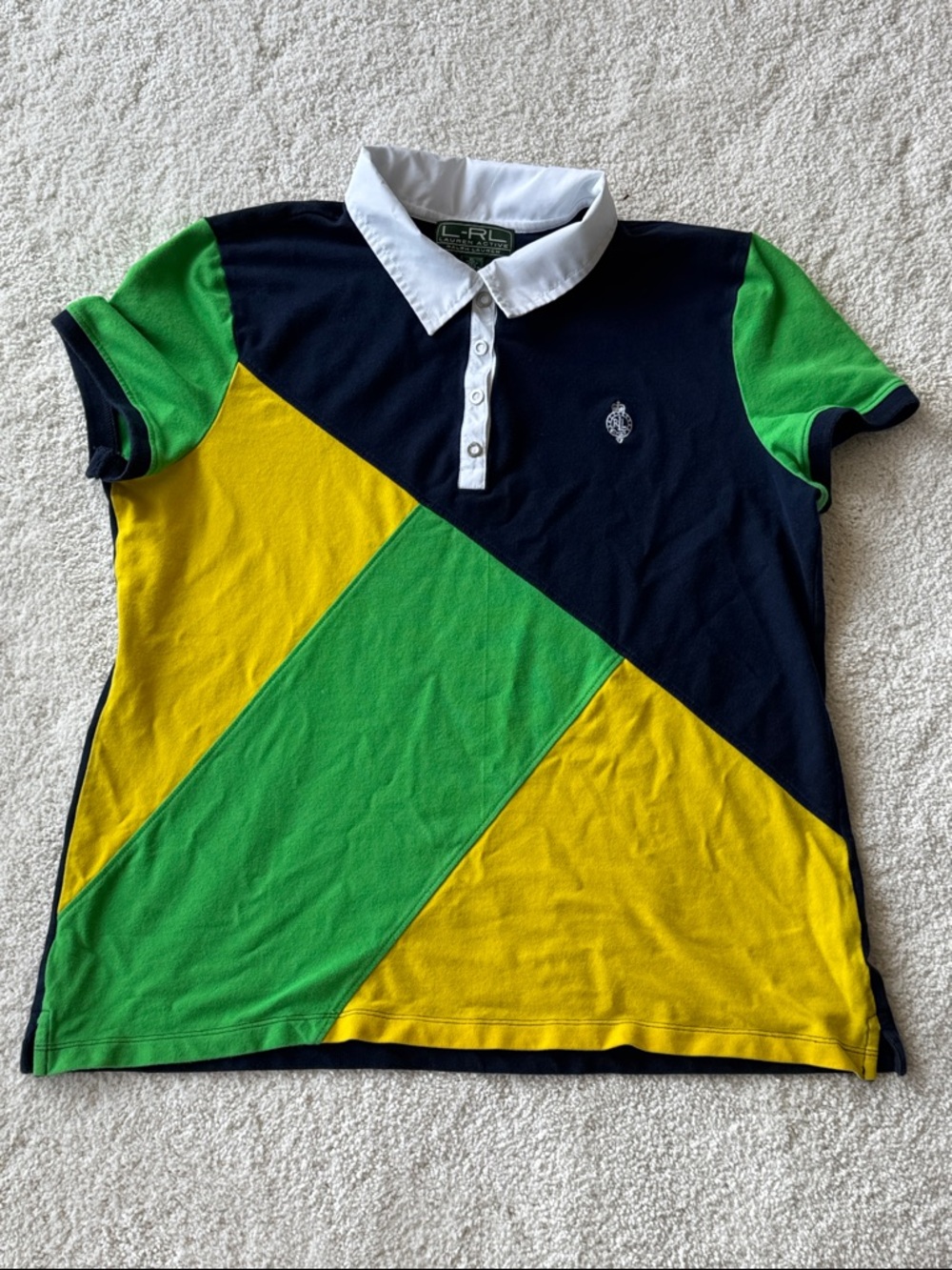 Ralph Lauren Active Colorblock Polo Shirt - Navy, Green & Yellow